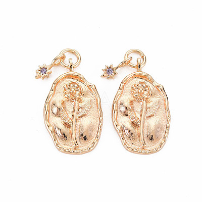 Brass Tanzanite Rhinestone Pendants X-KK-S364-216-1