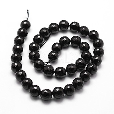 Natural Dyed & Heated Black Onyx Beads Strands X-G-D840-22-6mm-1