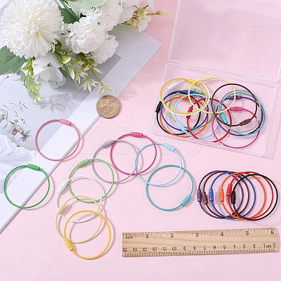 32Pcs 16 Colors Baking Paint Stainless Steel Cable Wire Keychain AJEW-SC0002-21-1