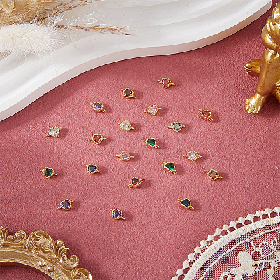 30Pcs 8 Colors Glass Rhinestone Connector Charms KK-DR0001-43-1