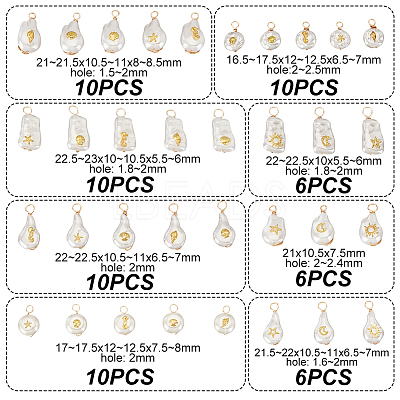 16 Sets 8 Styles ABS Plastic Imitation Pearl Pendants PALLOY-GA0004-13-1