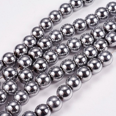 Electroplate Non-magnetic Synthetic Hematite Beads Strands G-J169A-8mm-02-1