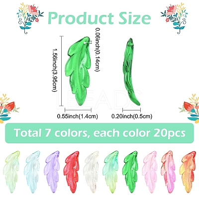 140Pcs 7 Colors Transparent Acrylic Pendants OACR-YW0003-50-1