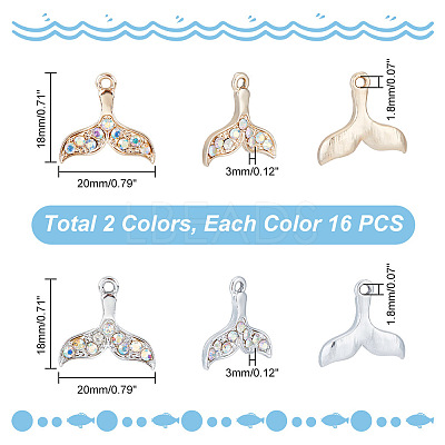 32Pcs 2 Colors Zinc Alloy Colorful Rhinestone Pendants FIND-GA0002-71-1