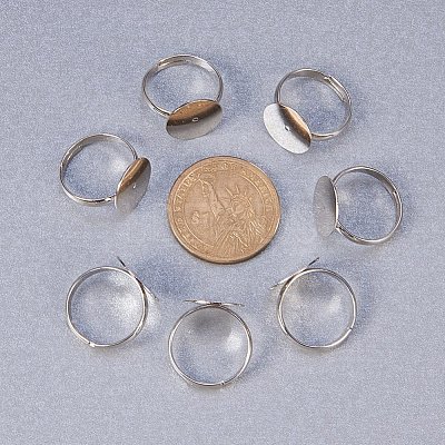 Brass Pad Ring Bases KK-PH0001-15S-1