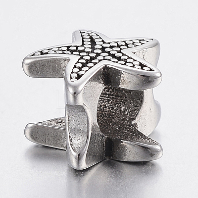 304 Stainless Steel European Beads X-STAS-F150-076AS-1