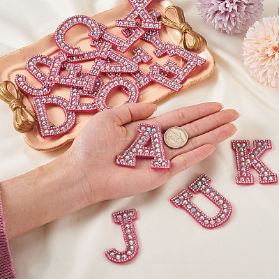 Alphabet Resin Rhinestone Patches DIY-TAC0005-45C-1