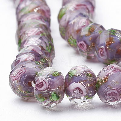 Handmade Gold Sand Lampwork Beads Strands LAMP-R141-8mm-08-1