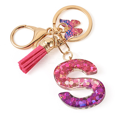Alloy Resin Butterfly Keychains KEYC-TADJ0002-02G-S-1