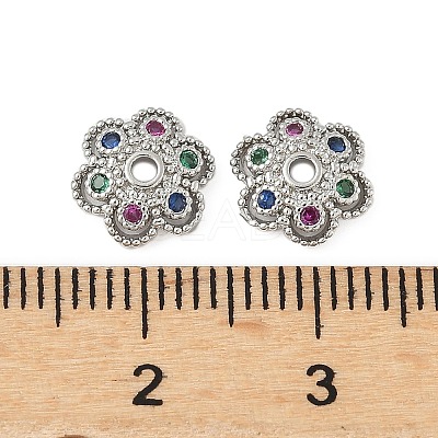 Brass Micro Pave Colorful Cubic Zirconia Bead Caps KK-V015-30P-1