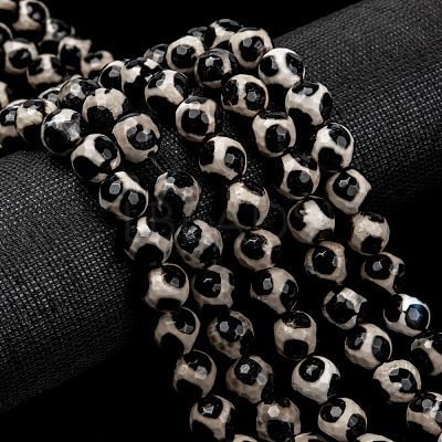 Tibetan Style Turtle Back Pattern dZi Beads X-G-H1453-1-1