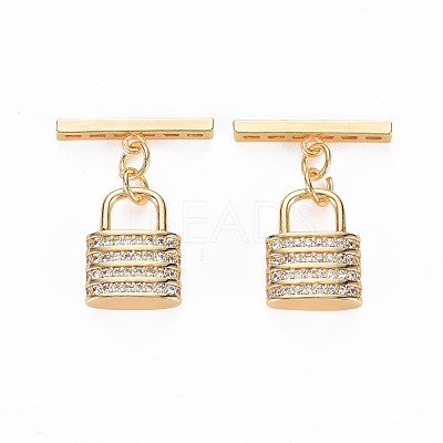 Brass Micro Pave Clear Cubic Zirconia Toggle Clasps KK-S356-724-1