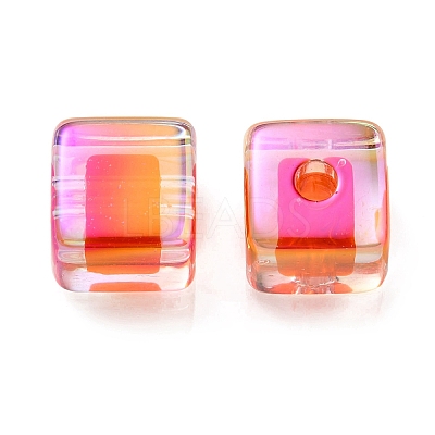 UV Plating Transparent Acrylic European Beads OACR-F004-10G-1