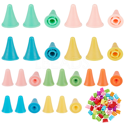 54Pcs 9 Styles Cone Synthetic Rubber Knitting Needle Point Protectors FIND-BC0005-61-1