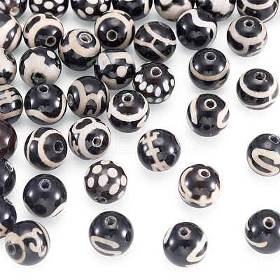 48Pcs 8 Styles Tibetan Style dZi Beads G-TA0003-33-1