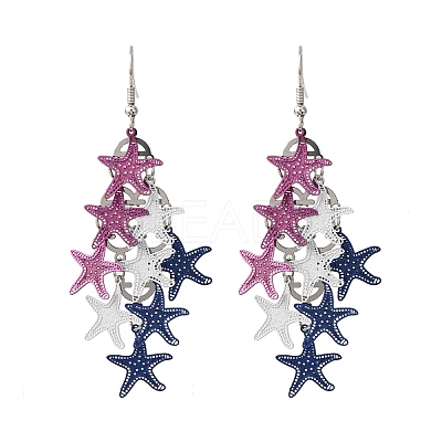 430 Stainless Steel Starfish Dangle Earrings EJEW-A137-11P-01-1