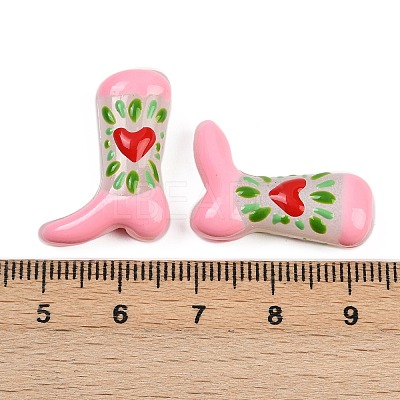 Boot Baking Paint Glass Enamel  Beads LAMP-C020-02D-1