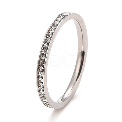 304 Stainless Steel Rhinestone Rings Set STAS-D178-02C-1