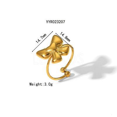 Elegant 304 Stainless Steel Bowknot Cuff Rings for Women TS4529-2-1