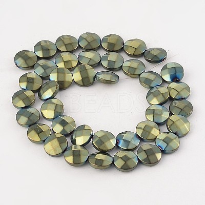 Electroplate Non-magnetic Synthetic Hematite Flat Round Bead Strands G-L368-05C-1