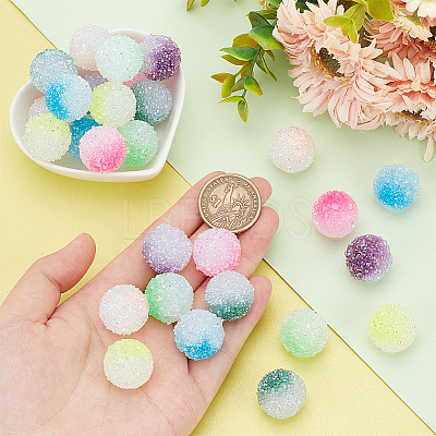 28Pcs 7 Colors Frosted Acrylic Beads MACR-PH0002-19-1