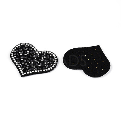 Heart Hotfix Glass Rhinestone with Cloth Patches PATC-T002-02B-1