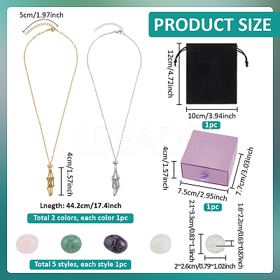 2Pcs 2 Colors 304 Stainless Steel Macrame Pouch Pendant Necklace Makings NJEW-PH0001-59-1