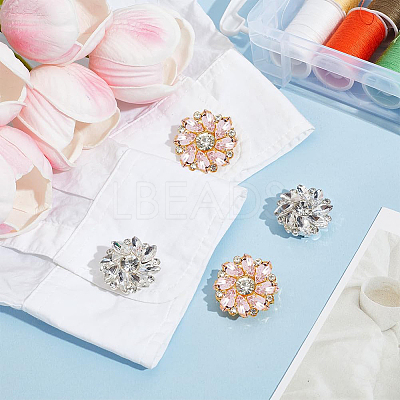 4Pcs 2 Styles Alloy Rhinestone Buttons BUTT-NB0001-79A-1