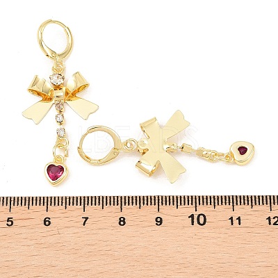 Bowknot Brass Micro Pave Cubic Zirconia Leverback Earrings EJEW-H182-02G-1