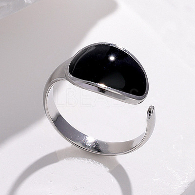 Oval 304 Stainless Steel Enamel Cuff Rings FS-WGAC0F3-01-1