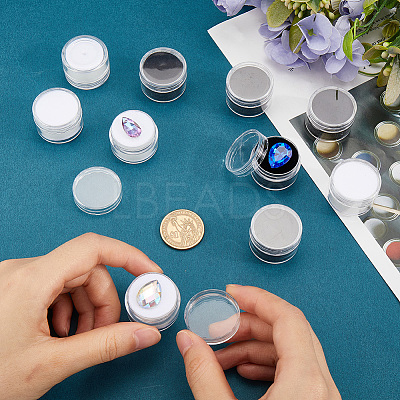 10Pcs 2 Colors Round Jewelry Clear Plastic Loose Diamond Storage Box CON-GF0001-15A-1