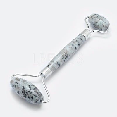 Natural Sesame Jasper/Kiwi Jasper Brass Face Massager MRMJ-G008-05P-1