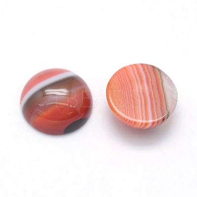 Natural Red Banded Agate Cabochons G-P393-R40-10MM-1