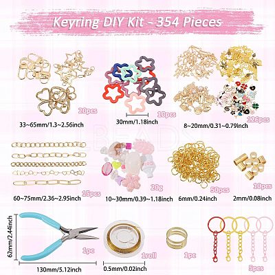 1 Bags DIY Keychain Kit DIY-GL0007-18-1