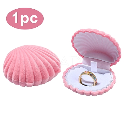 1Pc Shell Shaped Velvet Jewelry Storage Boxes VBOX-YW0001-05A-1