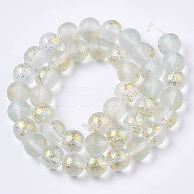Frosted Spray Painted Glass Beads Strands GLAA-N035-03D-C09-1