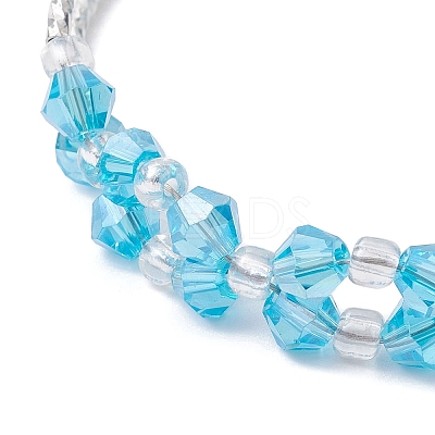 Glass & Brass Curved Tube Beaded Bracelet with Alloy Magnetic Clasp BJEW-JB09853-1