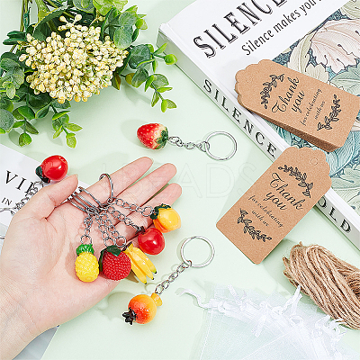 28Pcs 7 Style Fruit Resin Pendants Keychains KEYC-PH0001-60-1