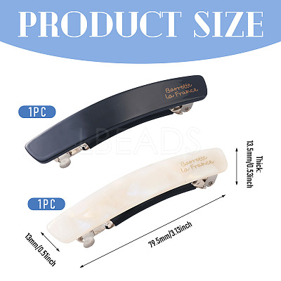 2Pcs 2 Colors Cellulose Acetate and Iron Hair Barrettes for Women Girl PHAR-TADJ0001-01A-1