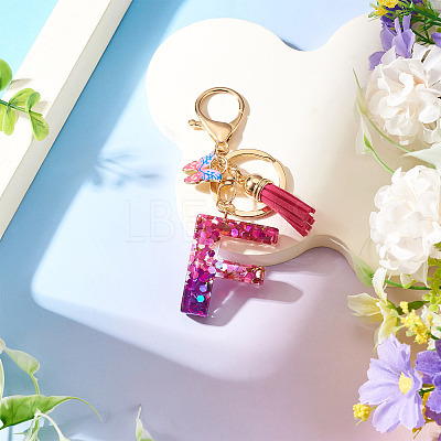 Alloy Resin Butterfly Keychains KEYC-TADJ0002-02G-F-1