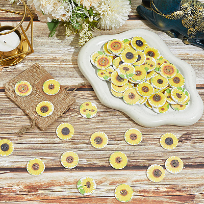 200Pcs 2-Hole Printed Wooden Buttons BUTT-SP0001-22-1