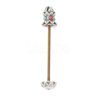 Lotus Shape Brass Screw Peg Bails KK-NH0008-06AS-1