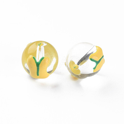 Transparent Glass Enamel Beads GLAA-N049-019-1