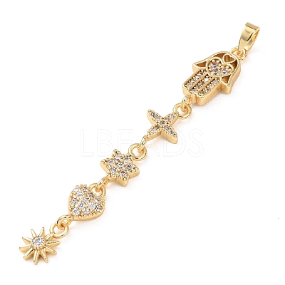 Tassel Brass Micro Pave Clear Cubic Zirconia Big Pendants KK-L271-01G-10-1