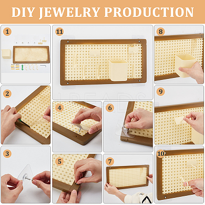 Bamboo & Plastic Rattan Hole Board Jewelry Display Stands ODIS-GA0001-89-1