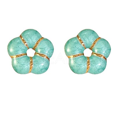 304 Stainless Steel Enamel Flower Stud Earrings EJEW-Z147-03G-1