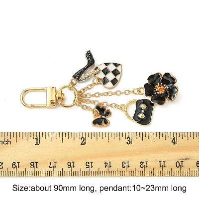 Flower/Bag/Heart Alloy Enamel Pendant Decoration HJEW-FS00025-01-1