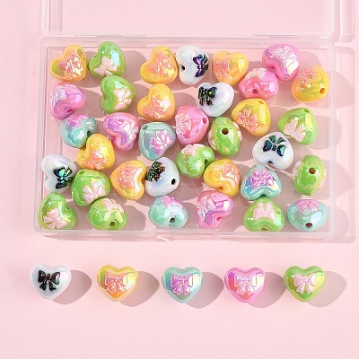 40Pcs UV Plated Acrylic Beads PACR-FS0001-08-1