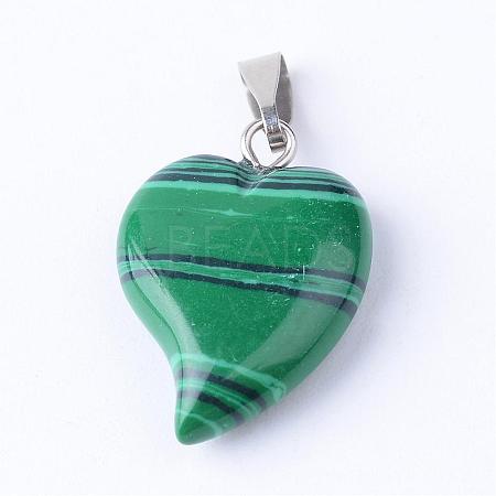 Synthetic Malachite Pendants with Brass Findings G-R390-01-1
