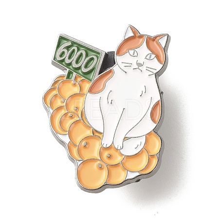 Cat with Orange Enamel Pin JEWB-C012-06C-1